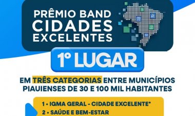 Prefeitura de Floriano conquista 1° lugar em três categorias do Prêmio Band Cidades Excelentes