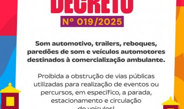 Prefeitura de Floriano publica decreto sobre uso de som automotivo e veículos de venda ambulante