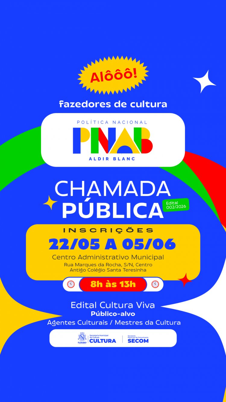 Secretaria de Cultura de Floriano lança edital 002/2026 da Lei Aldir Blanc