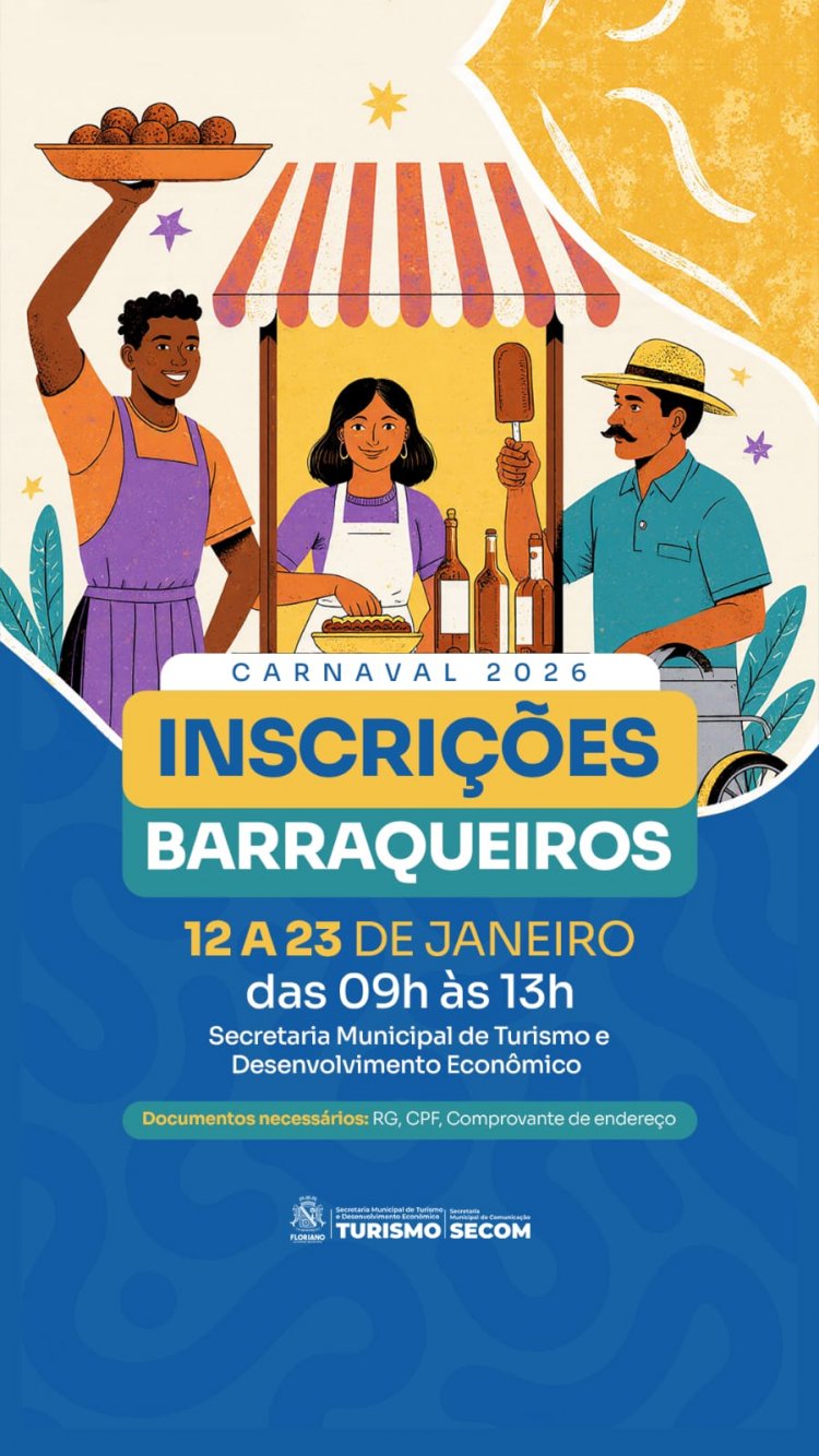 Abertas as inscrições para barraqueiros que irão atuar no Carnaval de Floriano 2026