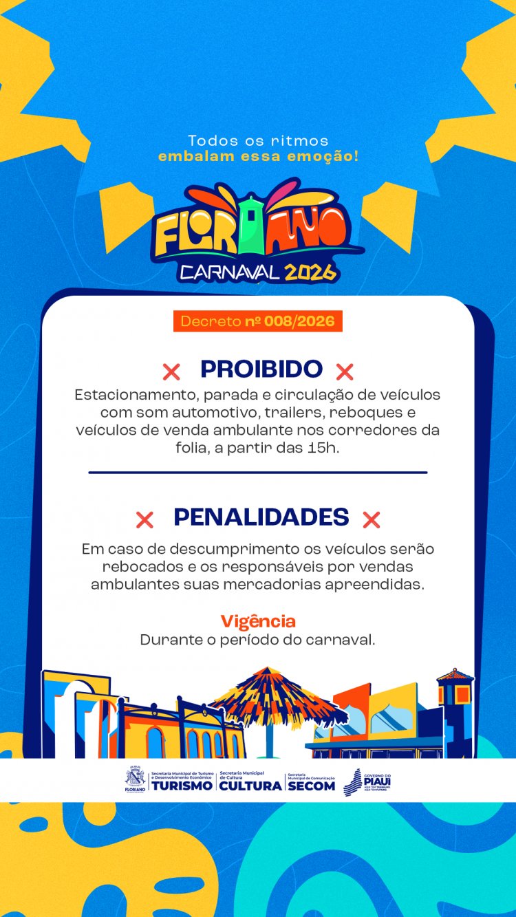Prefeitura de Floriano publica decretos para o período de carnaval