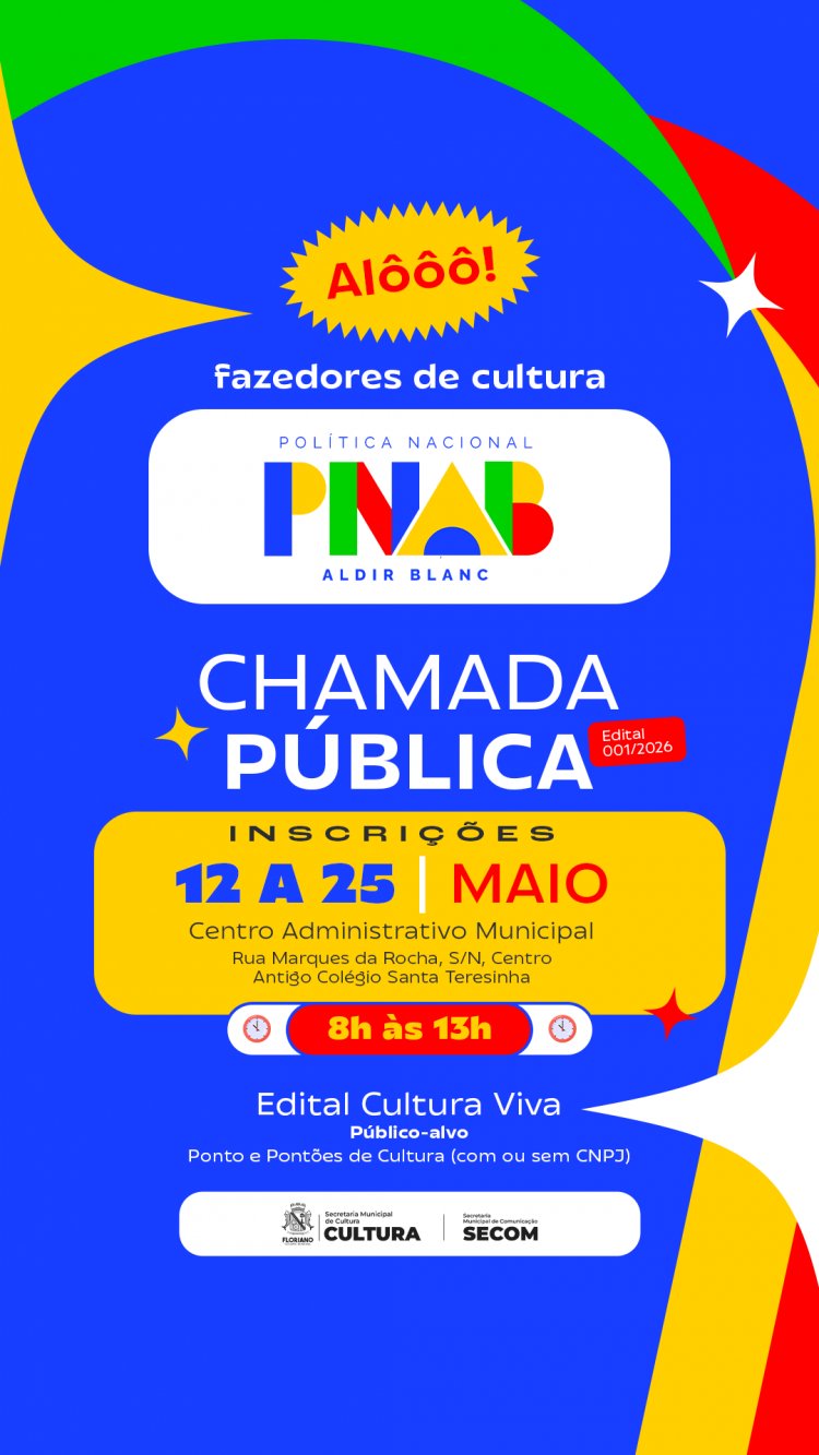 Prefeitura de Floriano lança edital 001/2026 da Política Nacional Aldir Blanc